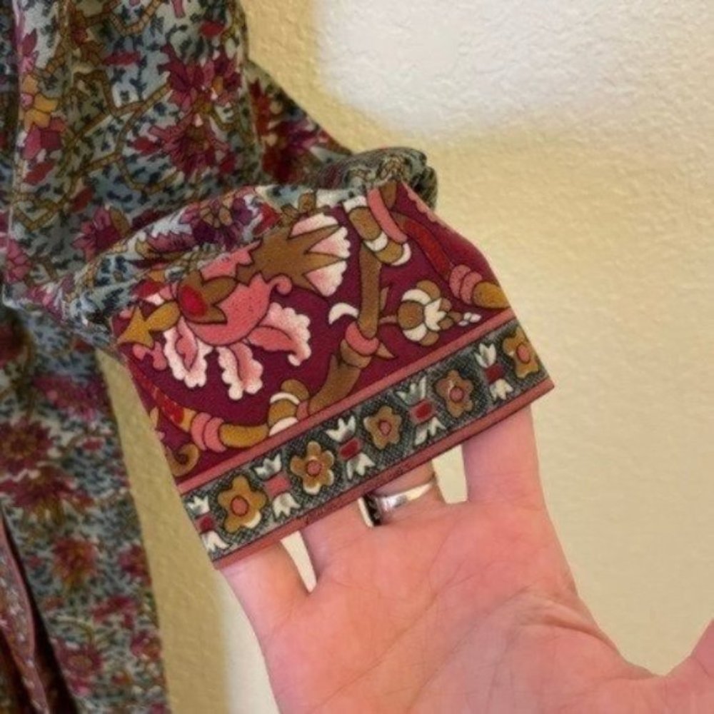 Gorgeous Vintage Liz Claiborne 100% Silk Floral Long Sleeve Midi Dress | Size 4 - Picture 6 of 11